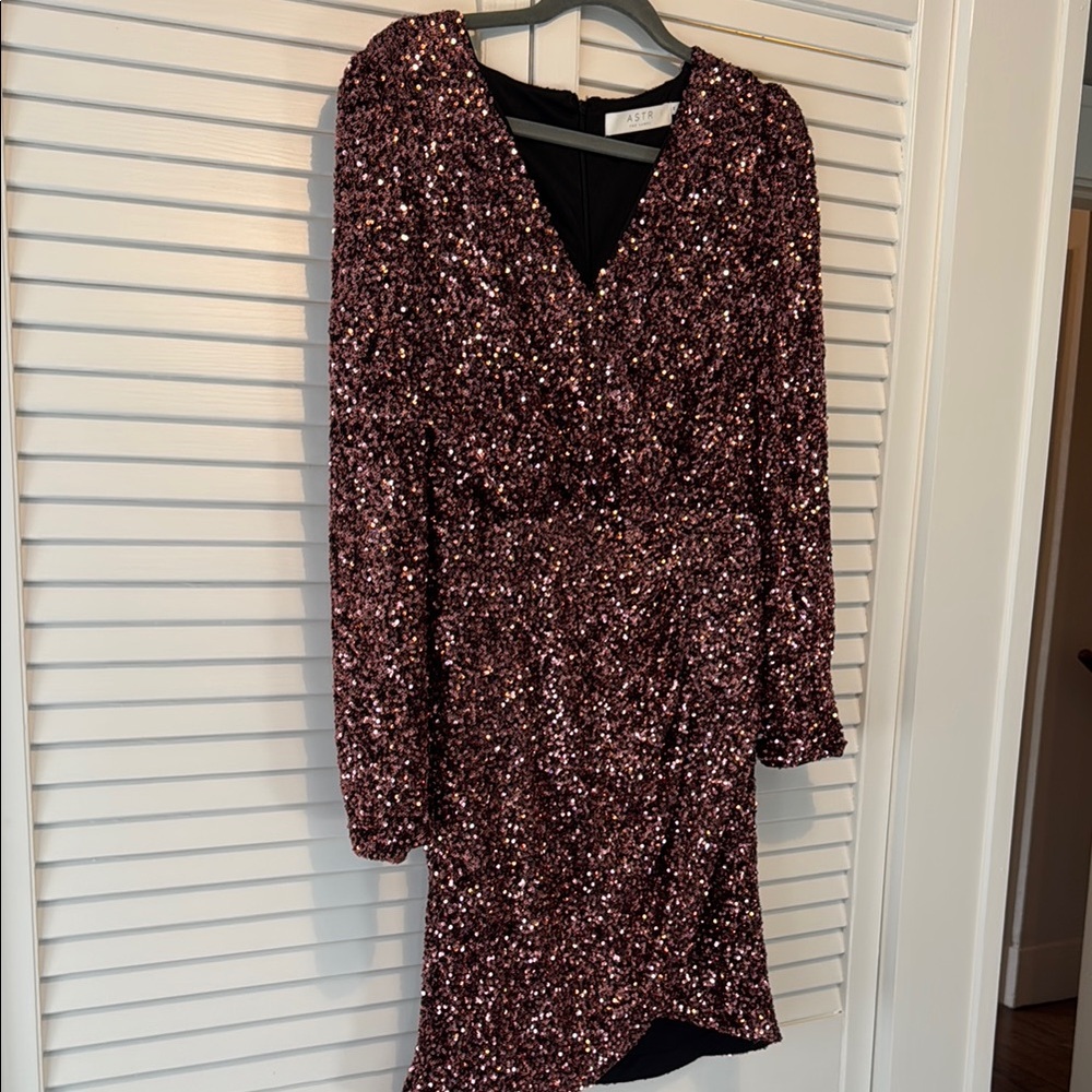 ASTR Sequin Dress in Rose Gold